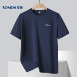罗蒙（ROMON）冰丝感短袖T恤男士2024夏运动速干衣弹力透气打底衫男01BS藏青XL