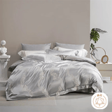 水星家纺 四件套大提花套件简约轻奢提花四件套柔顺舒适床单被套 芙蕾清逸【典雅轻奢/灰蓝色】 床单款 （被套220*240cm）