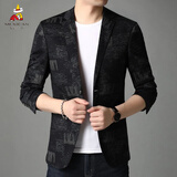 稻草人西装男春季新款休闲小西装男装西服韩版潮流男士便西单西春季外套 2028黑蓝 175/L