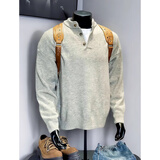 执琴之手毛衣男秋冬季宽松加绒加厚针织衫男青少年大码学生内搭男毛线衣潮 M19121灰 L