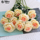 黛莉森仿真玫瑰花假花婚礼装饰花摆设客厅餐厅永生花摆件生日礼物送女友 10枝玫瑰-粉芯
