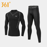 361°跑步运动套装速干衣男秋冬加绒保暖高弹体育生紧身训练健身服打底 科幻长袖2件套 2XL