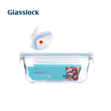 Glasslock 韩国进口钢化玻璃保鲜盒冰箱收纳饭盒 长方斜角 480ml 微波透气孔款