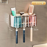 柏潮牙刷置物架免打孔漱口杯刷牙杯子卫生间挤牙膏神器收纳盒牙缸套装 【豪华款】三口厚杯+架子 包邮