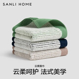 三利7A抗菌毛巾2条纯棉家用吸水速干洗澡男不易掉毛中巾 蓝/绿