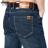JEEP吉普牛仔裤男子秋冬新款中腰宽松弹力休闲裤男大码男裤厚款 A2022牛仔蓝 35码2尺7腰围