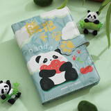 佐澜哲熊猫搭扣笔记本本子高颜值手账本记事本旅游打卡盖章空白本集章本学生考研记单词本记录本日记本