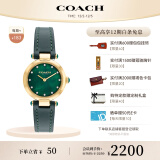 蔻驰（COACH）CARY系列人造水晶皮表带石英女表14503951小绿表 礼物/送礼