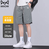 猫人短裤男夏季休闲宽松中裤透气运动薄款沙滩裤五分裤 灰色 L