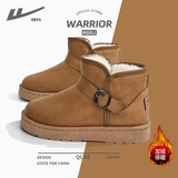 回力女鞋冬季厚底雪地靴女百搭黑色短靴加绒棉鞋女 1841 卡其 38 