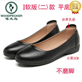 啄木鸟久站工作鞋女黑色工装皮鞋女士妈妈上班工鞋职业软底舒适平底单鞋 黑色 3超软版二款 平底2CM 38