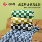 洁丽雅（Grace）棋格毛巾 A类柔软家用洗脸男女情侣速干发洗澡加厚面巾 蓝+黄+黑