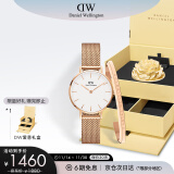 丹尼尔惠灵顿（DanielWellington）DW女表28mm欧美简约白盘石英腕表生日礼物DW00100219+小手镯