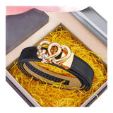 WILLIAMPOLO英皇保罗皮带女士真皮纯牛皮时尚腰带女高级感2022款休闲裤带 金扣黑带