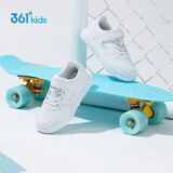 361°儿童四季板鞋男女童(3-12岁)百搭魔术贴滑板鞋小白鞋 银28