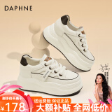 达芙妮（DAPHNE）松糕女厚底小白鞋女鞋子2024新款秋季爆款软底休闲增高板鞋运动鞋 黑色 跟高6.5CM 35 标准码