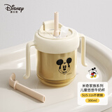 DISNEY迪士尼 儿童吸管学饮杯双层带刻度直饮奶瓶宝宝喝牛奶水杯 双吸管【不锈钢内胆】 300ml