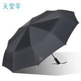 天堂伞全自动雨伞男女加大号加固防风商务伞三折自开收晴雨两用广告伞 黑色黑胶(十骨全自动)直手柄