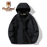 西域骆驼（VANCAMEL）三合一防风冲锋衣款男女夹克加厚保暖可拆卸登山服滑雪服运动外套 KY1997S黑色-女 M
