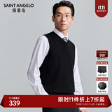 报喜鸟羊毛衫男装【纯羊毛背心】轻商务套头无袖易穿搭内搭小马甲毛衫男 黑色 M -46(170/92)