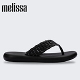 melissa梅丽莎女士夏季新款撞色拼接编织夹脚人字拖时尚休闲35786 黑色 35/36