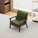 邦尼娅复古桌椅组合酒吧清吧奶茶店咖啡厅餐厅卡座沙发洽谈休闲椅沙发椅 墨绿PU胡桃单人