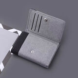 莱枢汇帆布钱包男士短款学生小钱夹卡包简约撞色牛仔布三折钱包 帆布钱包灰