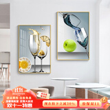 瑞尚（RUISHANG） 餐厅装饰画现代简约静物壁画北欧轻奢饭厅餐桌背景墙挂画 轻奢酒杯A 50*70CM【铝合金框+晶瓷面】