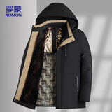 罗蒙（ROMON）棉服男连帽冬季潮流休闲外套加绒加厚棉袄夹克衫上衣2461黑色4XL