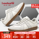 枫叶（leaveland）德训鞋女2024新品复古拼接运动休闲板鞋经典情侣鞋透气软底阿甘鞋 情侣款-白色（皮鞋码） 36