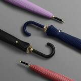 美度防风雨伞长柄弯钩24骨自动长柄伞遇水开花弯钩伞 M7007雅致黑