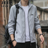 JEEP SPIRIT吉普外套男潮流春秋季夹克男士立领修身衣服 灰色 2XL 