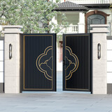 铝合金庭院别墅铝艺大门花园门不锈钢户外单双开大门铁艺乡村大门 门柱