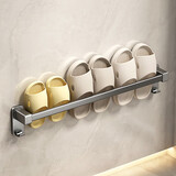 天地鱼（TDYU）浴室拖鞋架免打孔卫生间置物架鞋子收纳神器厕所门后壁挂挂架沥水 60cm 枪灰单杆拖鞋架