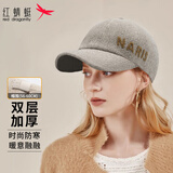 红蜻蜓帽子女士秋冬季时尚个性刺绣加绒鸭舌帽防风保暖棒球帽男情侣帽