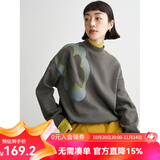 雲上生活女装简约休闲印花半高领卫衣新款休闲卫衣春秋款上衣V6182X 深灰色 L