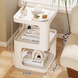 伊思家轻奢客厅沙发边几边柜现代简约床头柜子铁艺创意床头小茶几小桌子 奶油白35*35*54【加厚碳钢】