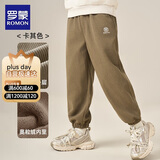 罗蒙童装男童加绒裤子2025春季儿童一体绒灯芯绒宽松长裤 卡其 120