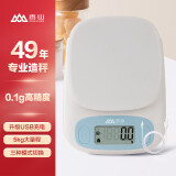 香山 电子秤厨房秤台秤克称高精度克重秤家用食物称菜秤茶叶烘培蛋糕克数秤咖啡秤珠宝秤【0.1g/5kg】 升级充电款【5kg-0.1g】蓝色