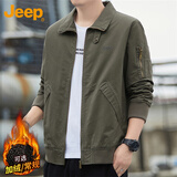 吉普（JEEP）外套男秋冬季工装夹克男士宽松休闲潮流衣服男装 军绿 XL