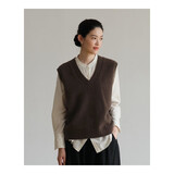 旅途原品ltyp 百搭羊毛坎肩黑色毛衣背心 灰色针织马甲上衣女秋冬 焦糖棕 - 现货 L -XL