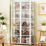 木马人手办展示柜家用展示架陈列柜展柜零食置物架样品柜家用储物架货架 【三面透明】白色-五层82长