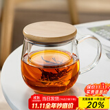 忆壶茶（YIHUTEA）茶杯玻璃茶具加厚喝水杯子茶水分离杯带过滤耐高温男女泡茶马克杯 竹盖泡茶杯400ml