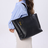 时光一百（TIME100）托特包复古高级单肩大容量通勤包时尚休闲百搭女包生日礼物送女友 午夜星辰黑【可放14寸电脑】