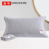 金号纯棉枕巾 3A级抗菌三层纱布枕头巾 星星款灰色单条80*52cm 134g