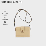 CHARLES&KEITH复古绗缝单肩包斜挎包盒子包包女包女士生日礼物CK2-80701182 CK2-80701182-1Beige米色 S