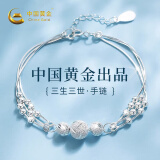 中国黄金 S925银三生三世手链女士转运珠手环母亲节礼物520情人节送女友 【浪漫玫瑰礼盒】 *八仓发货/极速送达 生日情人节礼物送女友老婆
