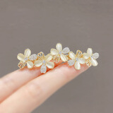 芠拉满钻小号发夹后脑勺顶夹发卡优雅淑女头饰半扎发一字夹韩国 猫眼石花朵弹簧夹   A26-305