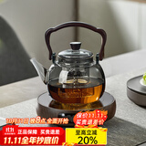 忆壶茶（YIHUTEA）泡茶壶玻璃煮茶壶家用电陶炉煮茶器养生壶 茶具套装玻璃烧水茶壶 1L壶+1500W数显木纹色炉