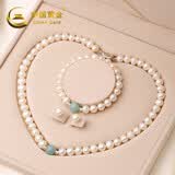 中国黄金【珍珠套装】淡水珍珠项链妈妈款母亲节礼物实用送妈妈生日婆婆 掌上明珠淡水珍珠项链套装A1272